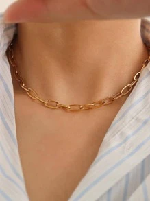 極簡鏈條樣式項鍊 - 金色 - 查看 1