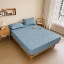 Solid Color Fitted Sheet, Modern Plain Fabric Fitted Bottom Sheet For Bedroom, All Season
