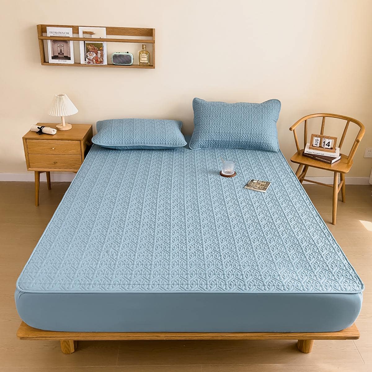 Solid Color Fitted Sheet, Modern Plain Fabric Fitted Bottom Sheet For Bedroom, All Season