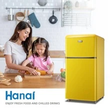 WANAI Retro Mini Fridge Compact Refrigerator With Freezer 3.2 Cu.Ft Classic Refrigerator 2 Door Mini Refrigerator Adjustable Removable Glass Shelves & Drawer Suitable For Dorm Garage And Office - Yellow - View 6