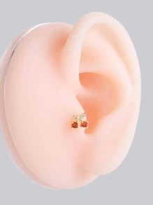 1pc Cubic Zirconia Cherry Design Stud Earring - Yellow Gold - View 5