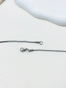Men Minimalist Chain Necklace - Silver - View 4
