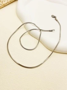 Men Minimalist Chain Necklace - Silver - View 2