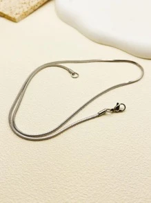 Men Minimalist Chain Necklace - Silver - View 3