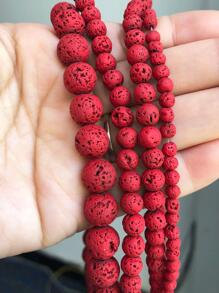 自然黑色火山火山石圓形橡膠珠子適用於珠寶製作DIY手鍊4/6/8/10mm15''