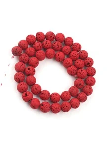 自然黑色火山火山石圓形橡膠珠子適用於珠寶製作DIY手鍊4/6/8/10mm15''