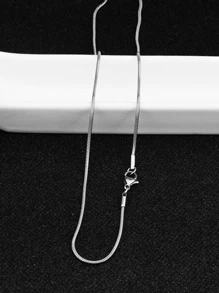 Men Minimalist Chain Necklace - Silver - View 1