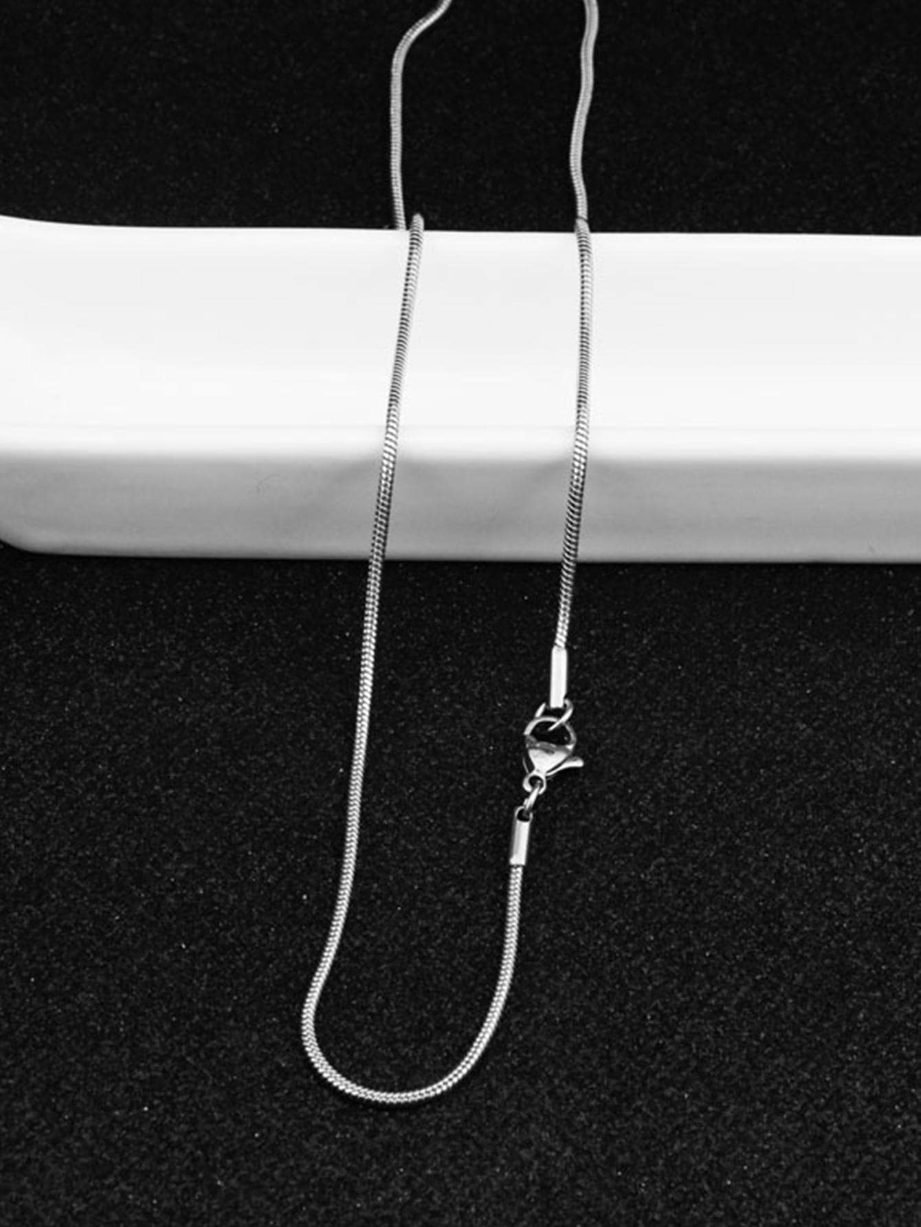 Men Minimalist Chain Necklace - Silver - View 1