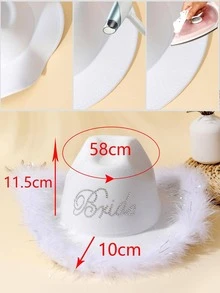 Letter Graphic Fuzzy Trim Fedora Hat - White - View 5