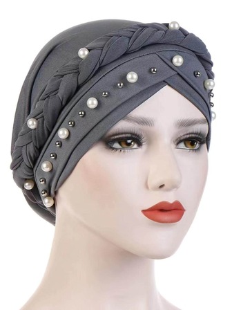 人造珍珠裝飾編織細節頭巾帽