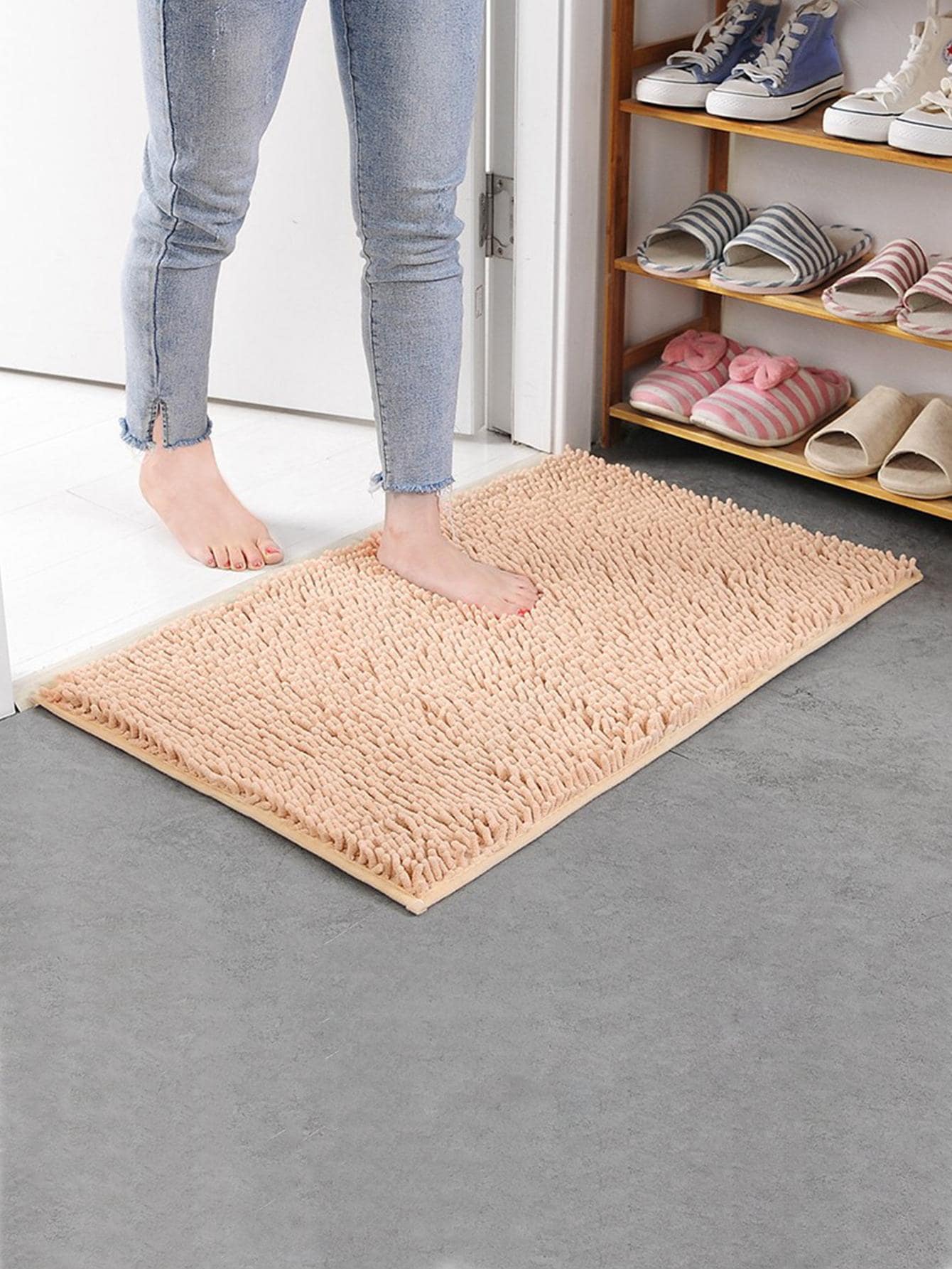 1 Thảm Chenille thấm hút & chống trượt, thích hợp cho phòng ngủ/nhà bếp/phòng khách/phòng tắm/thảm cửa ra vào - Lạc đà - Xem 1