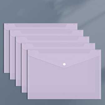 5入組素色文件袋，極簡主義塑料防水文件收納袋