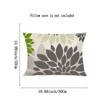 1入組無填充物花卉印花靠墊套，現代亞麻裝飾抱枕套，適用於客廳，家居裝飾 - 橄欖綠 - 查看 3