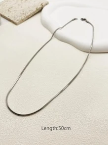 Men Minimalist Chain Necklace - Silver - View 6