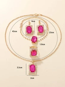 5pcs/set Cubic Zirconia Decor Jewelry Set - Multicolor - View 3