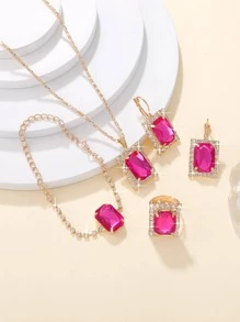 5pcs/set Cubic Zirconia Decor Jewelry Set - Multicolor - View 2