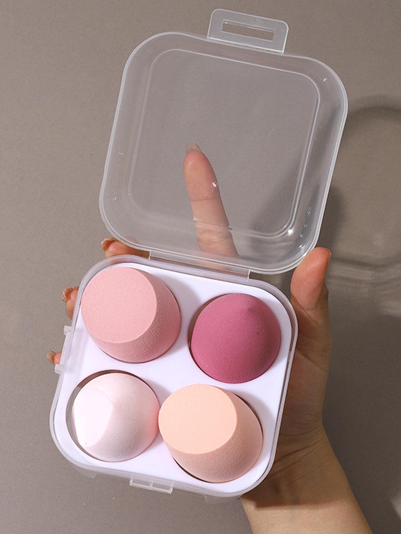 1入組4隔間透明化妝海綿收納盒 - 無色 - 查看 1