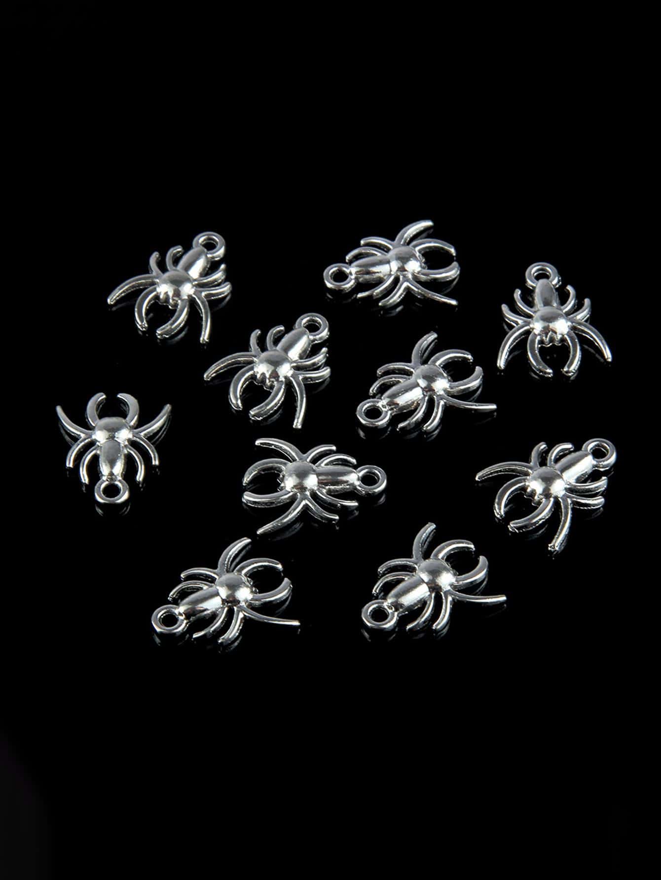10 cái / bộ Mặt dây chuyền Spider DIY - Màu Bạc Cổ - Xem 1