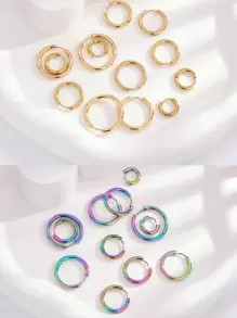 1 Nhỏ Đôi Khuyên Tai Vòng Nam Nữ Inox Tròn Bông Tai Vòng Tròn Cho Vẻ Ngoài Phong Cách Thời Trang Punk Món Quà Trang Sức - Vàng - Xem 3