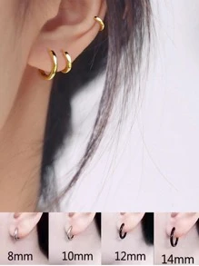 1 Nhỏ Đôi Khuyên Tai Vòng Nam Nữ Inox Tròn Bông Tai Vòng Tròn Cho Vẻ Ngoài Phong Cách Thời Trang Punk Món Quà Trang Sức - Vàng - Xem 1
