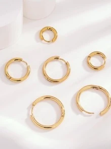 1 Nhỏ Đôi Khuyên Tai Vòng Nam Nữ Inox Tròn Bông Tai Vòng Tròn Cho Vẻ Ngoài Phong Cách Thời Trang Punk Món Quà Trang Sức - Vàng - Xem 4