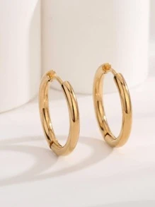 1 Nhỏ Đôi Khuyên Tai Vòng Nam Nữ Inox Tròn Bông Tai Vòng Tròn Cho Vẻ Ngoài Phong Cách Thời Trang Punk Món Quà Trang Sức - Vàng - Xem 6