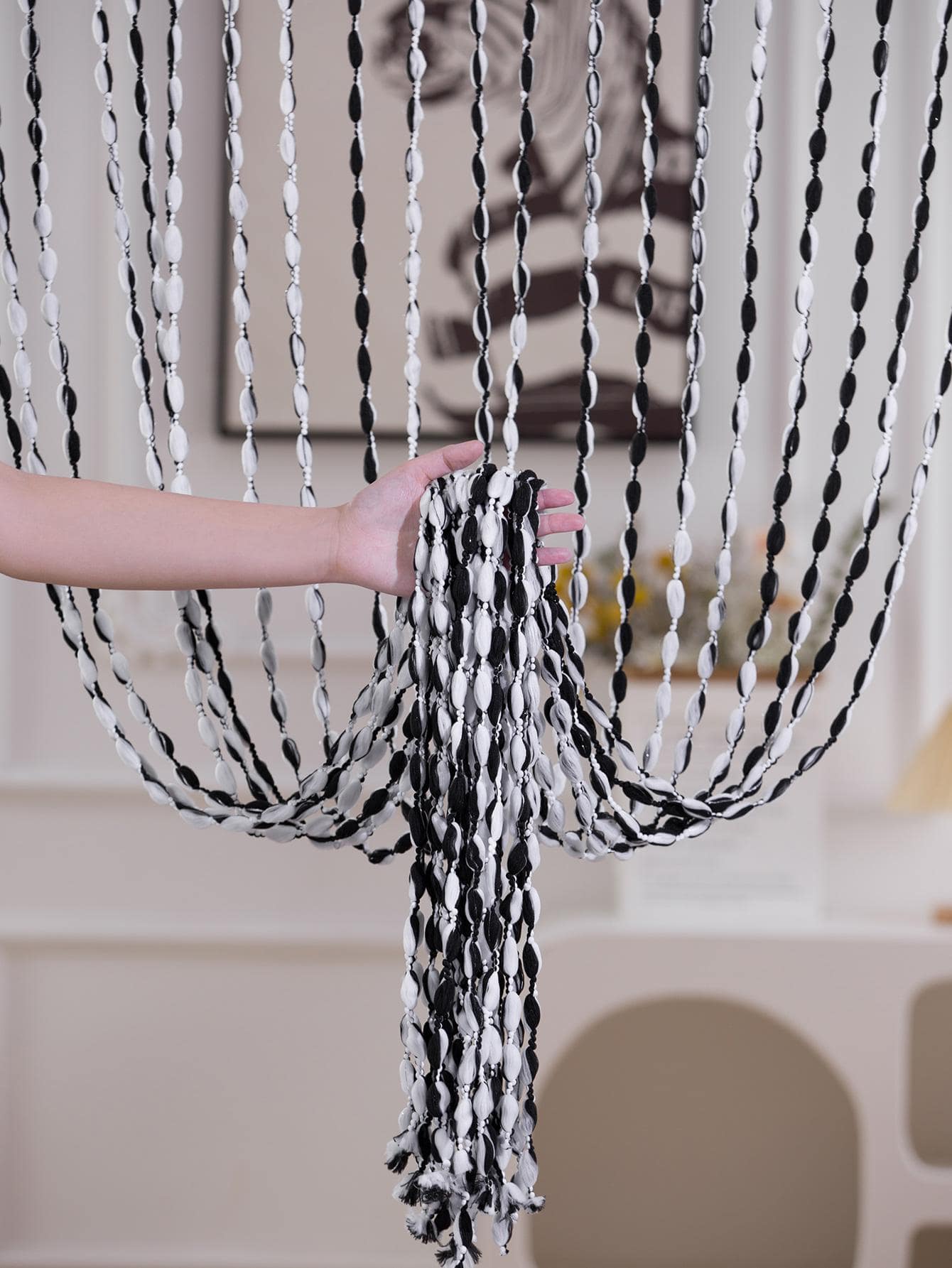 1入組雙色直綫門簾 - 黑與白 - 查看 1