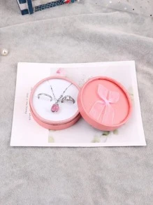 1pc Bow Decor Jewelry Storage Box - Pink - View 4