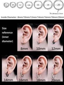 1對小圈形耳環女式男士不銹鋼圓形耳環打造時尚外觀時尚朋克珠寶禮物