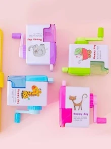 1pc Cartoon Graphic Pencil Sharpener, Creative Portable Pencil Sharpener For Children, Student, Office - Pink - View 2