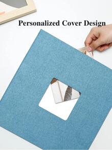 1入組帶筆普通DIY相冊，極簡主義便攜式照片卡書作為禮物，家用 - 淺藍色 - 查看 3