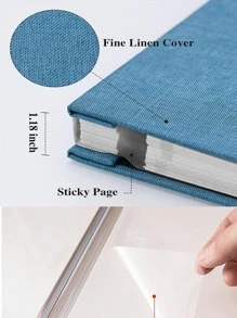 1入組帶筆普通DIY相冊，極簡主義便攜式照片卡書作為禮物，家用 - 淺藍色 - 查看 4
