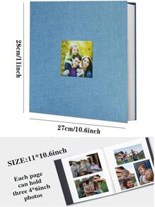 1入組帶筆普通DIY相冊，極簡主義便攜式照片卡書作為禮物，家用 - 淺藍色 - 查看 2