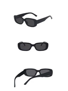 1pc Women's Black Solid Square Frame Fashion Glasses Shades Beach Accessories Beach Accessories For Women Glasses Shades Basics Fall Winter Women Outfits Clothes Business Casual Gifts For Summer Beach Vacation,Outdoor,Travel