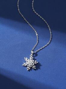 Hihho 1 Stück Halskette mit Exquisit Kubischem Zirkonia Dekor, Schneeflocke Für Frauen Für Party