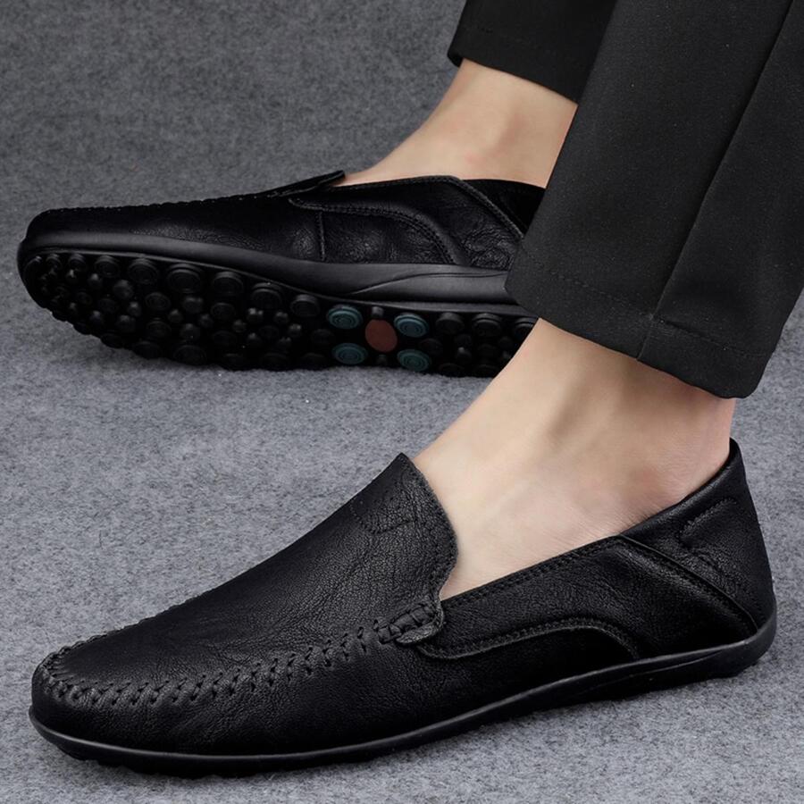 Fashionable Driving Shoes For Men, Outdoor Slip-on Loafers - Hitam - View 1