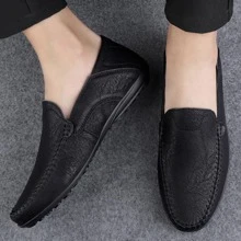 Fashionable Driving Shoes For Men, Outdoor Slip-on Loafers - Hitam - View 3