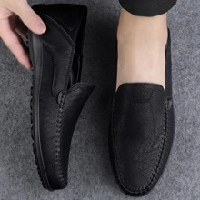 Fashionable Driving Shoes For Men, Outdoor Slip-on Loafers - Hitam - View 4