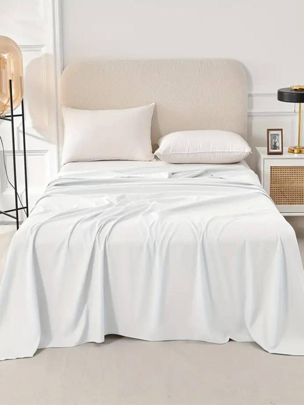 1pc Plain Color Bed Sheet, Simple Design, Hygienic, Soft Comfortable, Machine Washable, Suitable For Bedroom, Dormitory, Hotel, Home Decor