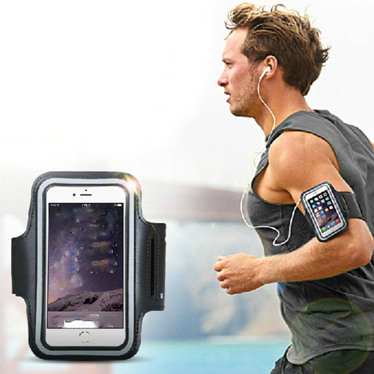 1pc Black Touch Screen Running Arm Bag - Black - View 1
