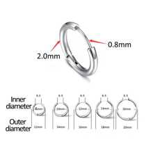 極簡圓耳環不銹鋼首飾類禮品適合男士時尚 - 金色 - 查看 2