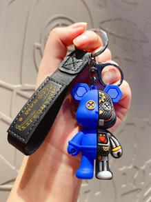 1只創意半解剖時尚機械熊鑰匙扣吊飾,可愛的熊形狀帶有高端感,適合裝飾背包和汽車鑰匙圈 - 彩色 - 查看 2