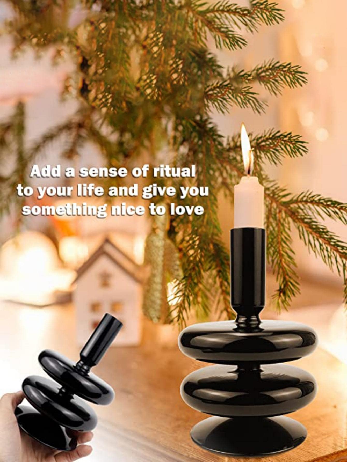 1入組素色燭臺 - 黑色 - 查看 1