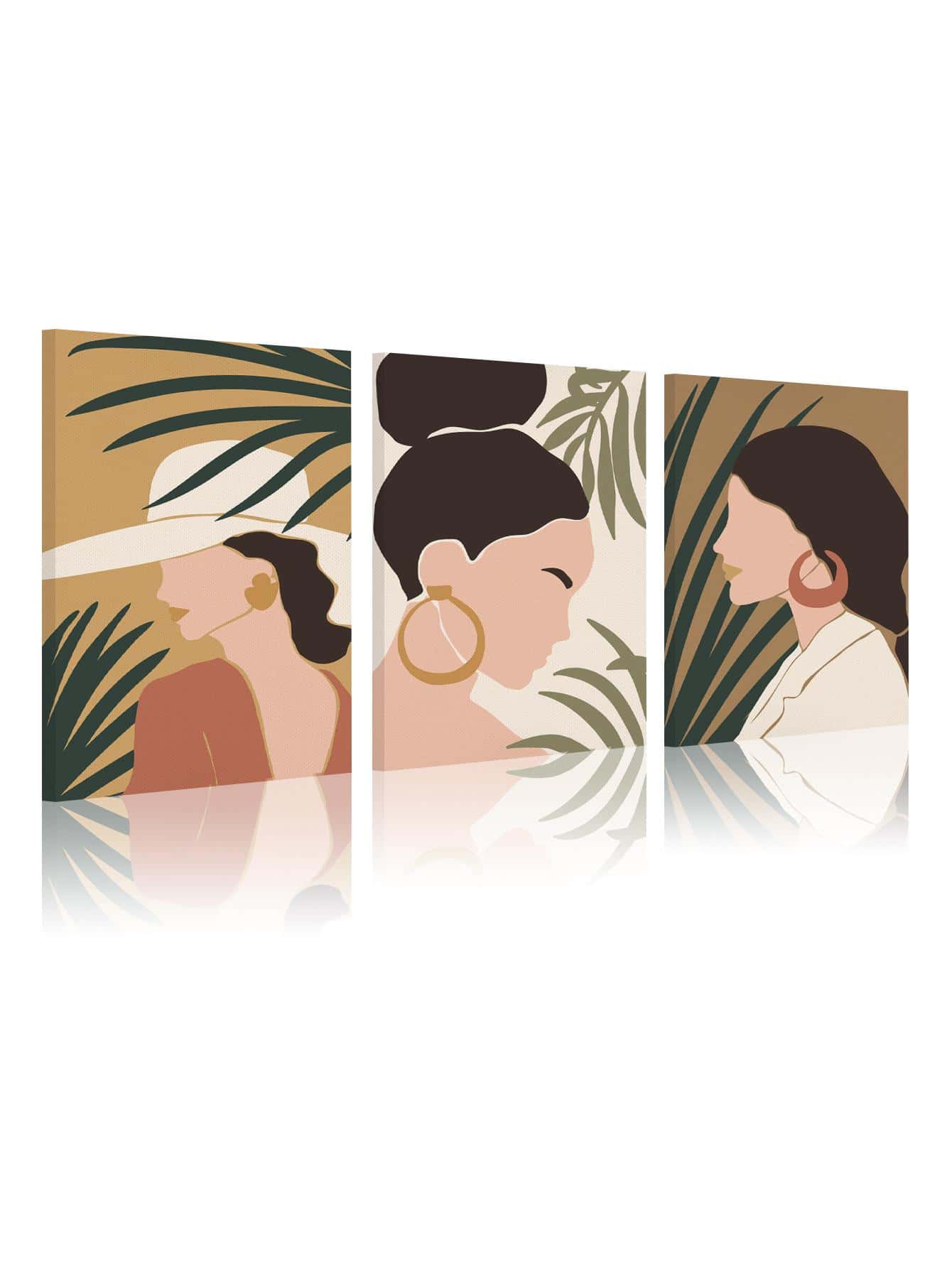 3pcs Figure Graphic Framed Painting - Multicolor - View 1