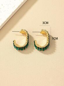 Rhinestone trang trí Cuff Hoop Bông tai - màu xanh lá - Xem 5
