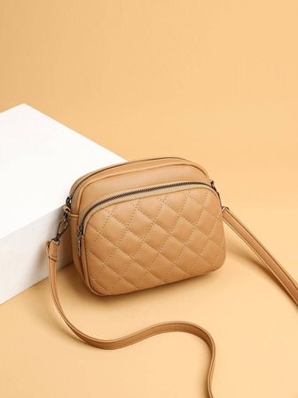 迷你方包優雅衍縫拉鍊PU皮革