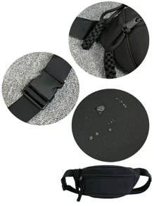 大号腰包拉链尼龙休闲商务简约旅行学院风可调节肩带斜挎包单肩包胸包腰包腰包冬季拉链包黑色包大容量多功能户外度假侧包男士旅行必备品节日必备品夏季返校腰包包腰包