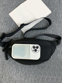 大号腰包拉链尼龙休闲商务简约旅行学院风可调节肩带斜挎包单肩包胸包腰包腰包冬季拉链包黑色包大容量多功能户外度假侧包男士旅行必备品节日必备品夏季返校腰包包腰包