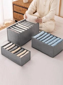1 hộp đựng quần áo có thể gập lại nhiều ngăn - Xám - Xem 1