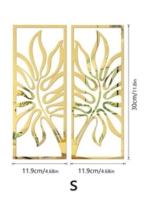 Nhãn dán tường thiết kế hình chiếc lá rỗng - Vàng - Xem 3